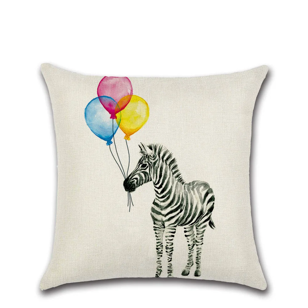 Balloon animal elephant cat panda zebra Linen Throw Pillow Car Home Decoration Decorative Pillowcase | Дом и сад