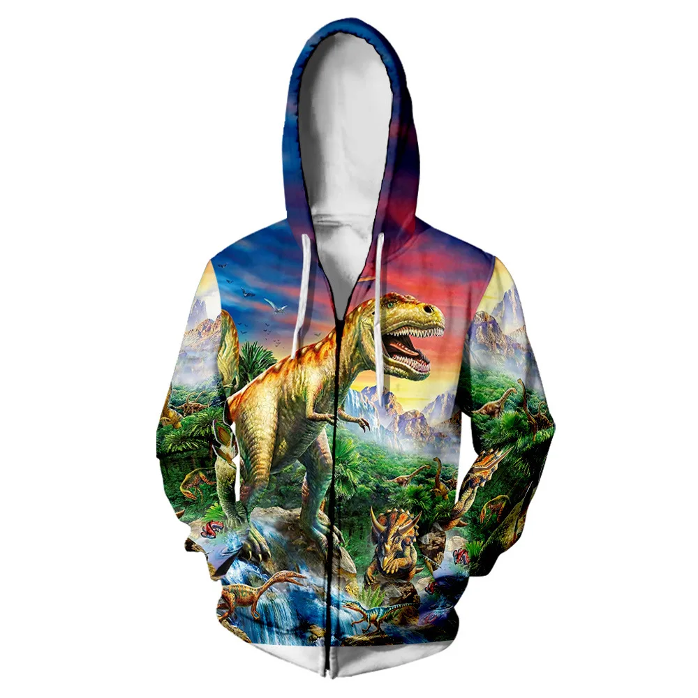 

Winter Mens Jackets and Coats Animal Dinosaur 3D Hoodie Fleece Zipper Hooded Sweatshirt Outwear Warm Coat Kawaii Clothes