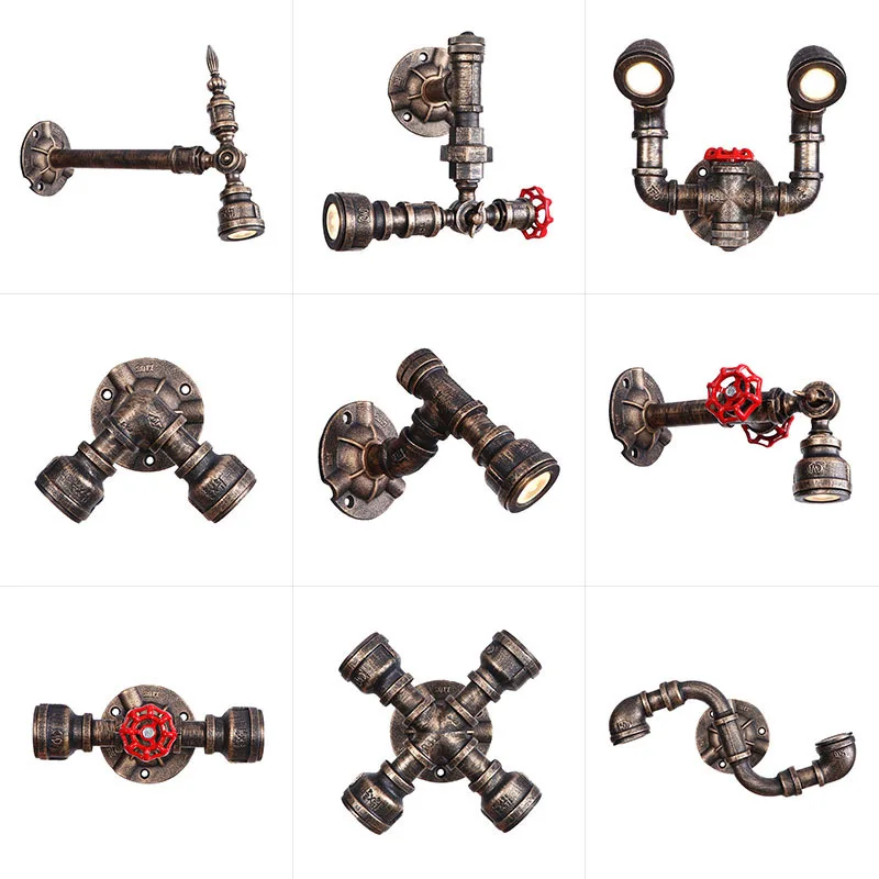 American style simple industrial style hotel restaurant retro water pipe iron decoration bedroom living room spotlight