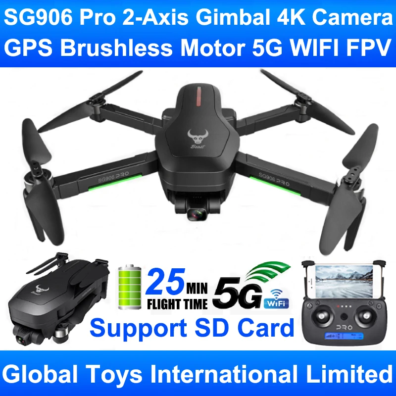 Квадрокоптер ZLRC Beast SG906 Pro Радиоуправляемый бесщеточный двигатель GPS Wi Fi FPV 2 осевой