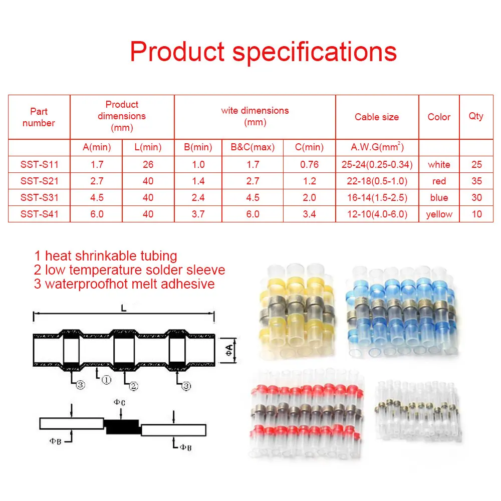 Припой уплотнение провода соединитель припоя термоусадочные стыковые
