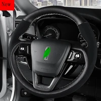 high quality leather suede non slip hand sewn car steering wheel cover set suitable for lincoln corsair aviator car accessories