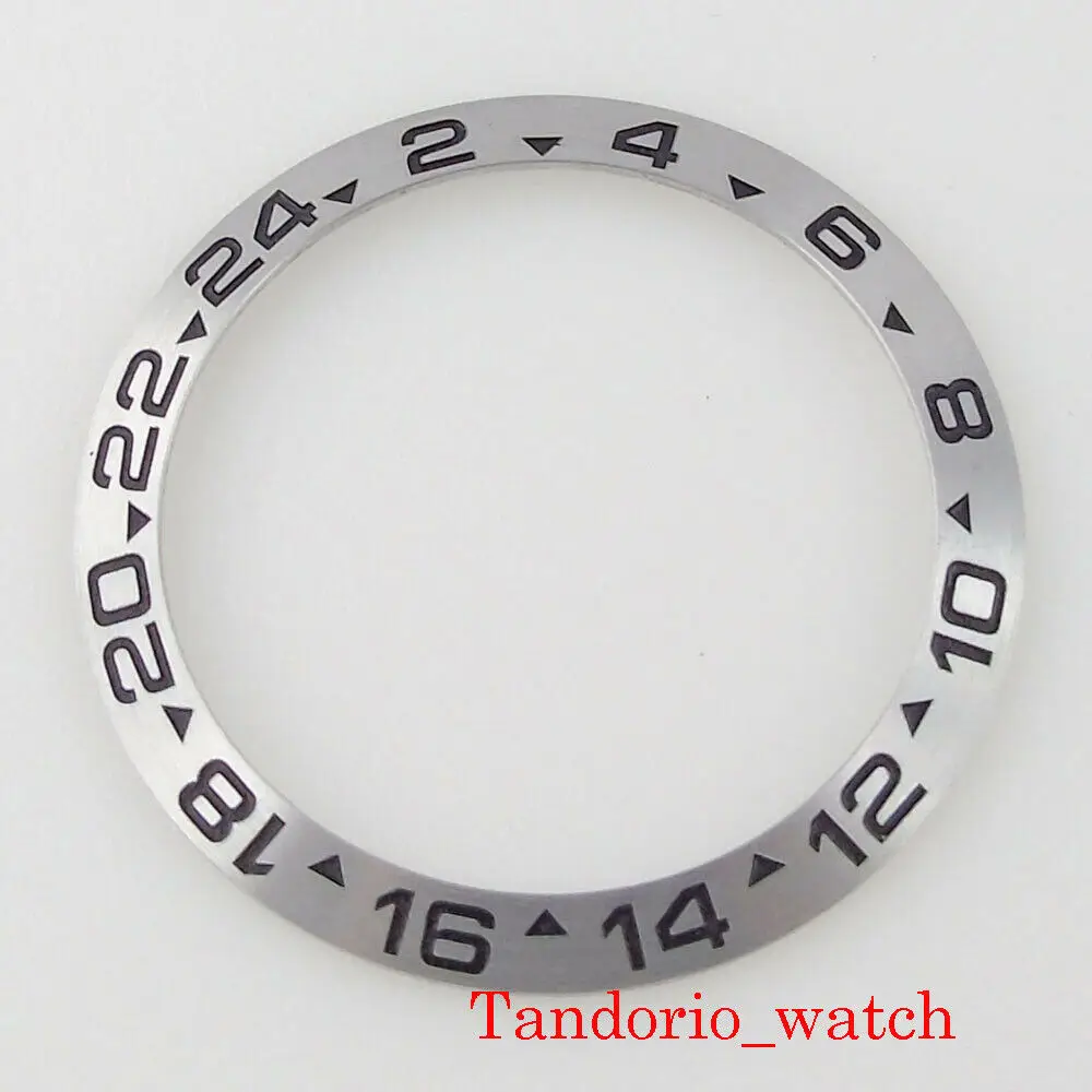 

38mm*30.6mm Silver Color Sloping Watch Bezel Insert Fit for 40mm SUB/GMT SKX007 Watch Case Black Marks Watch Parts Replacements