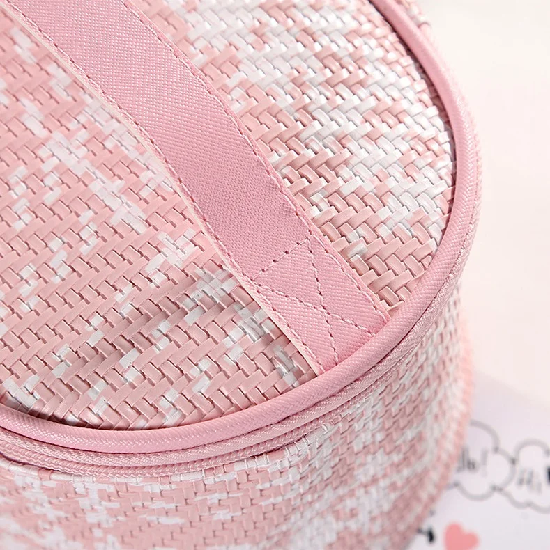 

New Hot Sale Travel Makeup Bag Portable Handwoven Toiletry Organizer Tote Bag with Zipper for Women and Girls