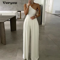 elegant office lady wide leg jumpsuit sexy off shoulder women rompers bodysuit summer fashion solid color overalls playsuits