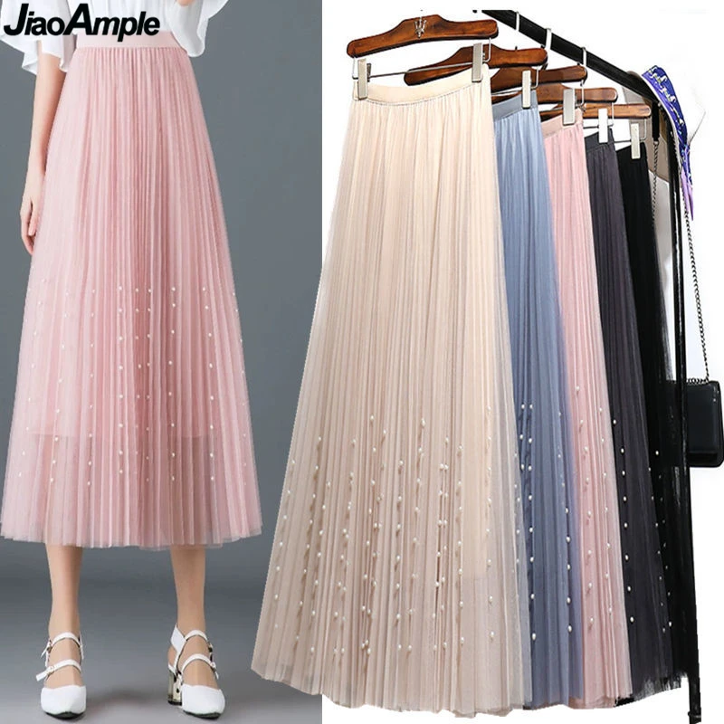 

Женское длинное плиссированное платье, элегантное однотонное Плиссированное Сетчатое платье джокер в Корейском стиле для студенток, 2020