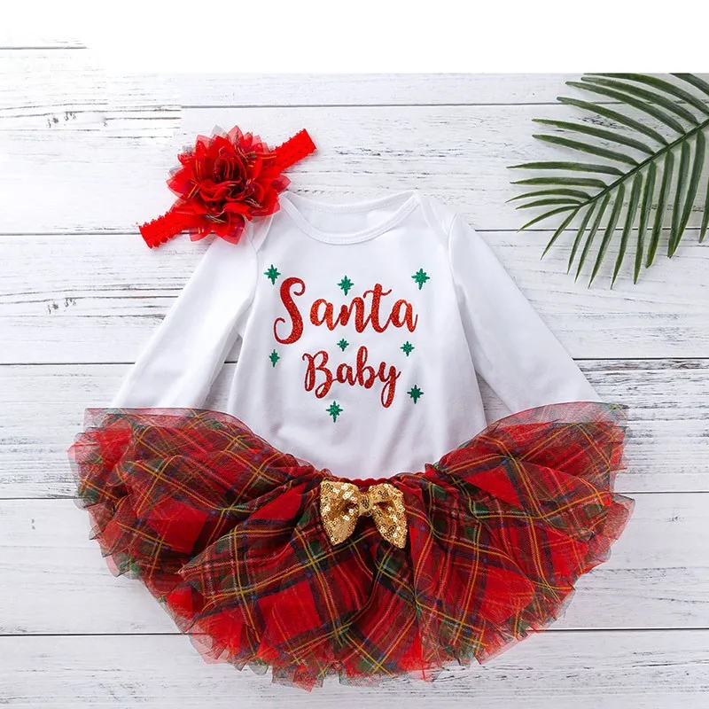 

Платье для маленьких девочек 2020 комплект одежды на Рождество модное платье принцессы для новорожденных на возраст от 0 до 24 месяцев, одежда ...