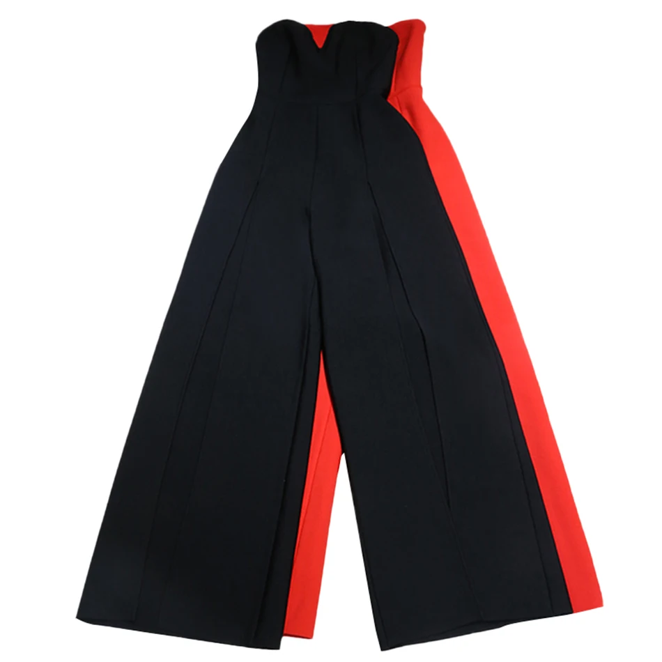

High-quality Women's 202 Summer New Fashion Bodycon Jumpsuit Sexy Strapless Backless High Split Celebrity Club Party Jumpsuit