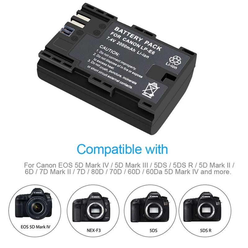 Lp-E6 зарядное устройство с ЖК-дисплеем для камеры Canon Eos 5Ds R 5D Mark Ii Iii 6D 7D 80D |