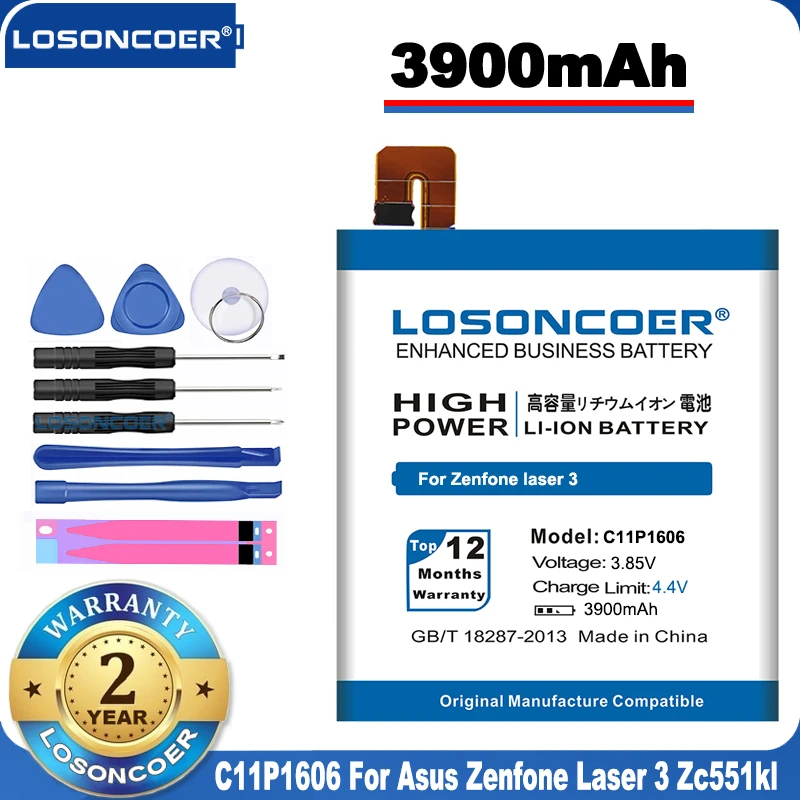 100% Оригинальный аккумулятор LOSONCOER C11P1606 3900 мАч для Asus Zenfone Laser 3 Z01BDA/BDC Zc551kl сменные