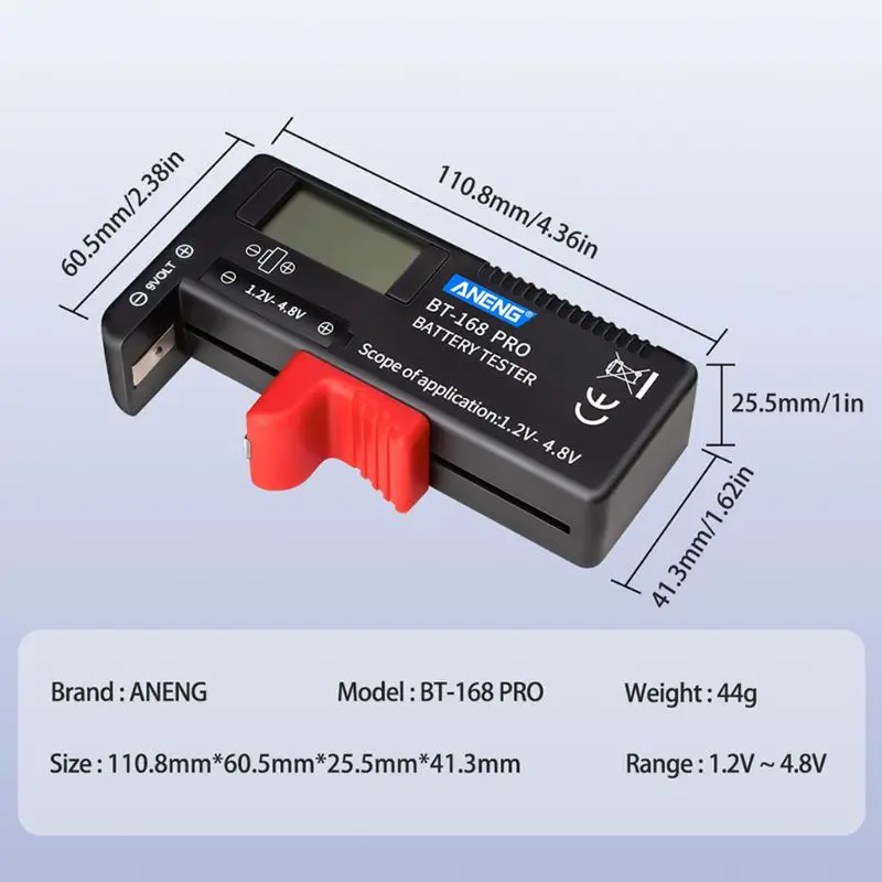 BT168 PRO Battery Capacity Tester for 9V 3.7V 1.5V AA AAA Cell C D 18650 | Инструменты