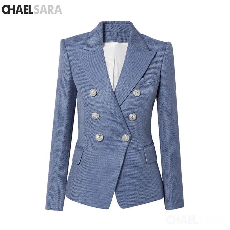 Женский двубортный Блейзер подиумный дизайнерский блейзер с пуговицами в виде