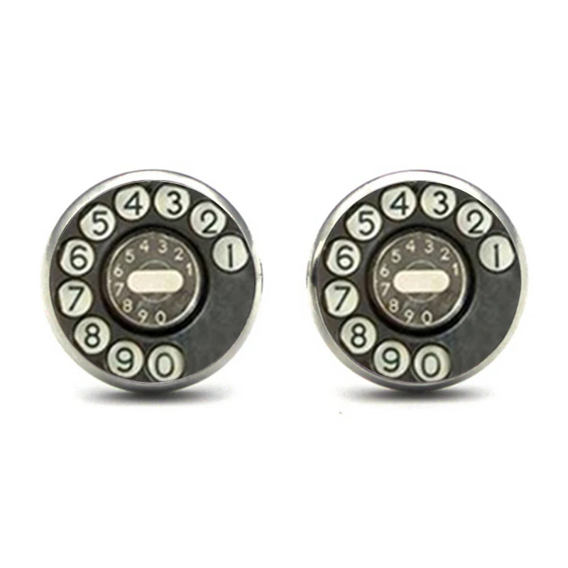 

Fashion Vintage Telephone Earring Stud Handmade Glass Retro Telephone Dial Classic Stud Earrings Women Jewellery Wholesale