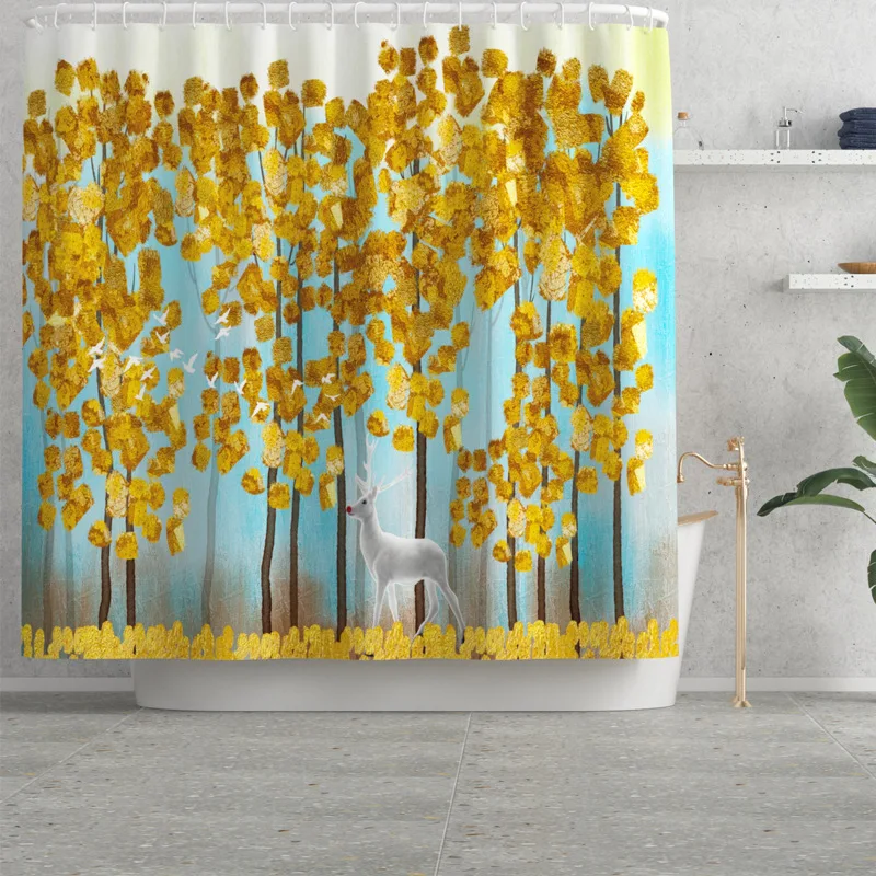 

Cartoon Animal Printed Carpet Mat for Bathroom Bath Mat and Shower Curtain Set Toilet Seat Cover Mat Bath Mat with Curtain Set