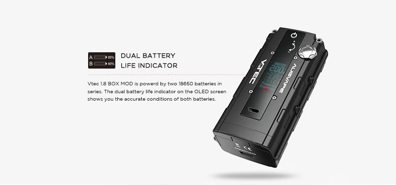 Augvape VTEC1.8 200 Вт электронная сигарета мод автоматический обход V режим OLED дисплей 510 разъем мод коробка новая версия Vape коробка мод