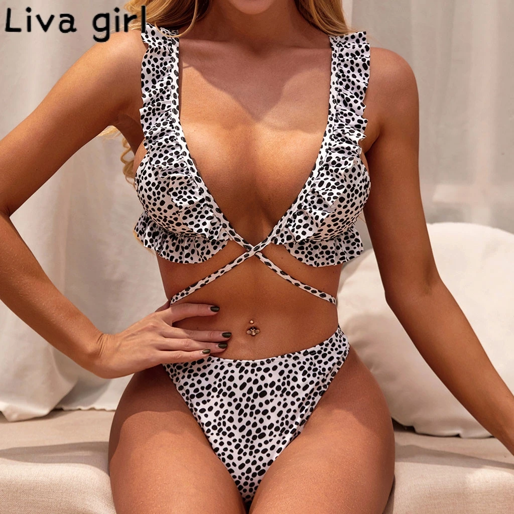 Liva girl сексуальный гофрированный танкини купальник пуш ап с подкладкой на