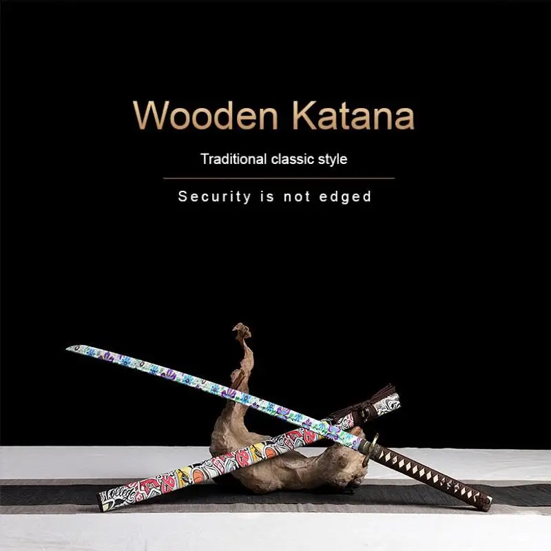 

102cm Blade With Pattern Bamboo And Wood Handmade Katana Japanese Bushido Practice Kendo Weapon Katana Sword Children Toys