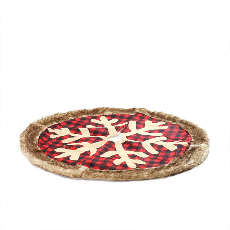Рождественская елка юбка 90 см большая клетчатая Снежинка с толстым плюшевым