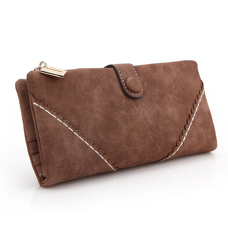 

Women Long Wallet Dull Polish Matte PU Leather Vintage Female Purse Multifunction Clutch Money Coin Bag Hasp Credit Card Holder