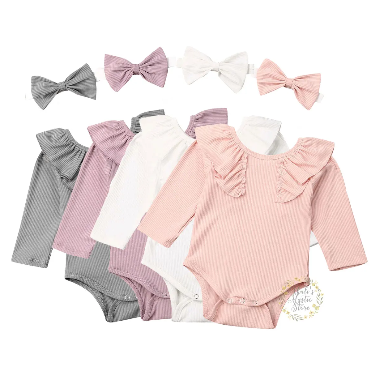 Повседневный однотонный комплект одежды для новорожденных девочек из 2