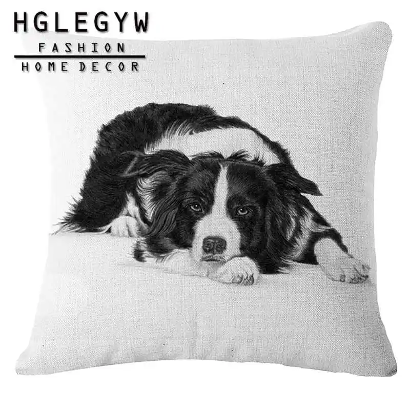 Милый чехол для подушки в виде овчарки наволочка из хлопка и льна 45*45 см наволочки