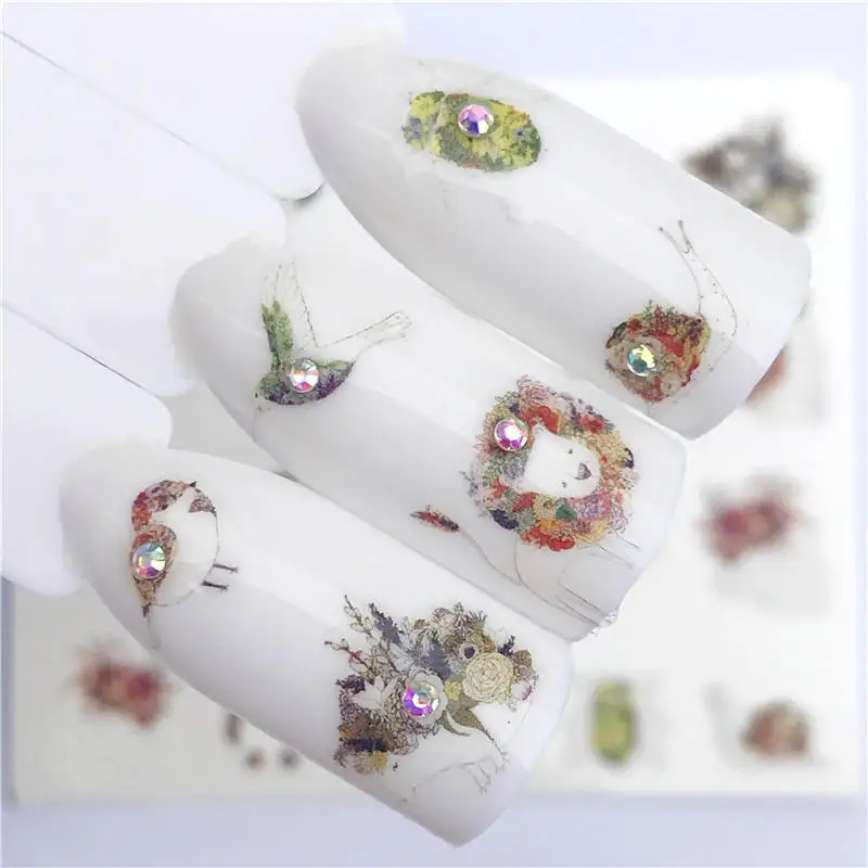 

New Flower / Horse / Bird / Snail / Dog Designs Water Transfer Sticker Nail Art Decals DIY Fashion Wraps Tips Manicure Tools