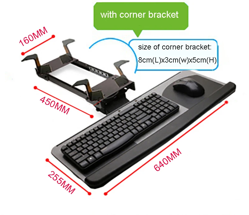 LK06AD Ergonomic Sliding Tilting XL Size Wrist Rest Keyboard Holder with Two Mouse Pads for Computer Desk Tray Stand | Компьютеры и