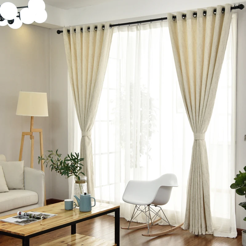 Шторы для гостиной столовой спальни простые современные бежевые утолщенные