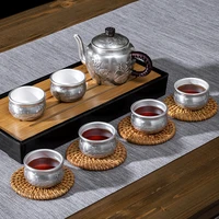 ailian sterling silver 999 tea set home silver pot kung fu tea ceremony tea drinking tea set gift tea set