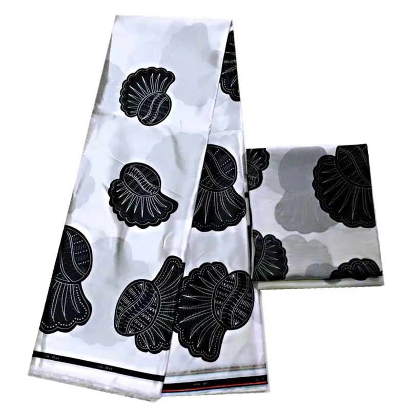 imitated silk fabric digital print African dubai 4 yards satin plus 2 chiffon lace for women dress | Дом и сад