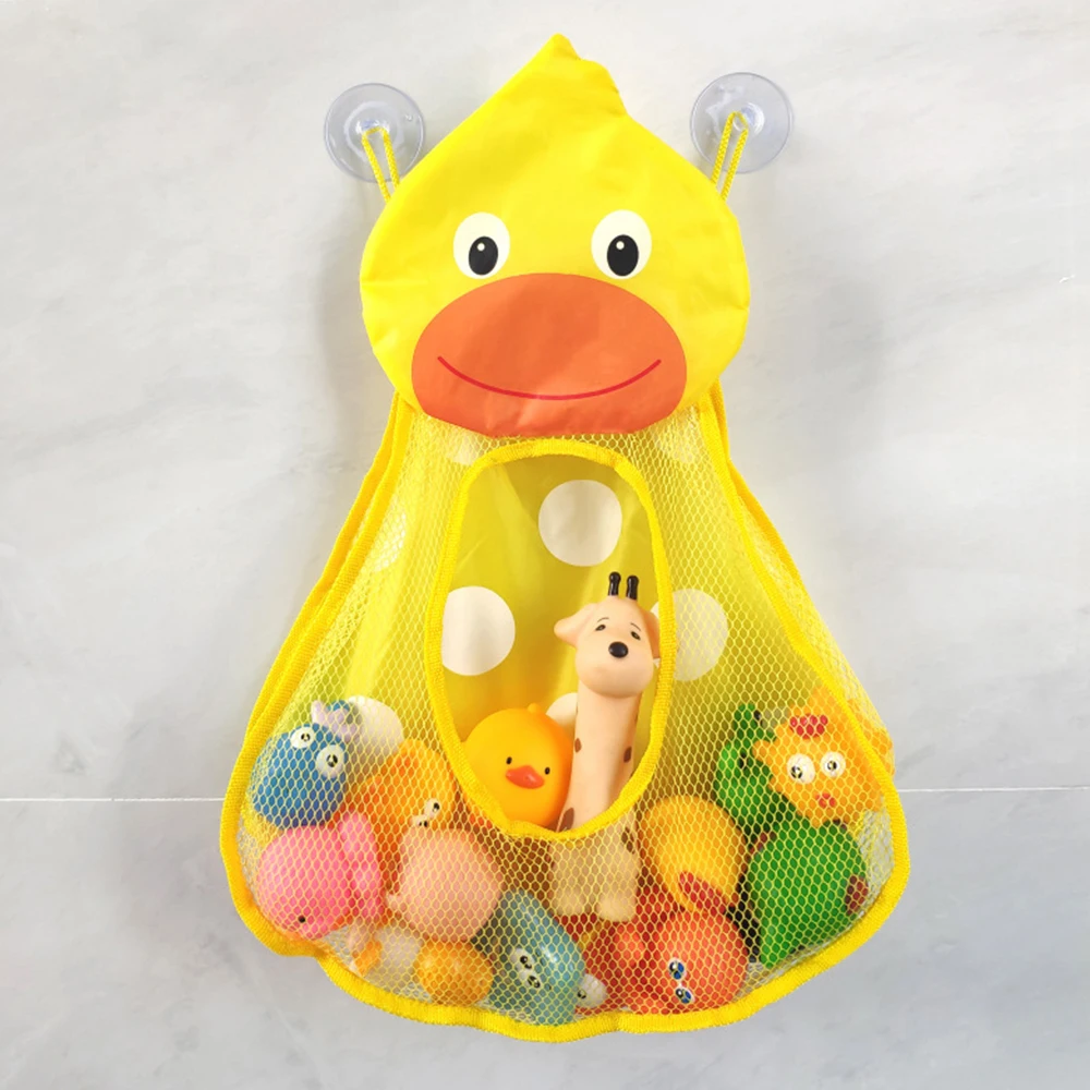 

1pc Baby Bath Toys Cute Duck Frog Mesh Net Storage Bag Strong Suction Cups Bath Game Bag Bathroom Organizer Water Toys for Kids