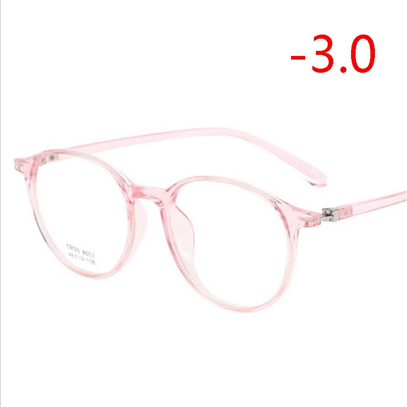 Myopia 300 TR90 прозрачные круглые близорукие очки для женщин 1,56 асферические линзы очки по рецепту для мужчин диоптрий 0-0,5-1,0 до-4,0 - Цвет оправы: Myopia 300