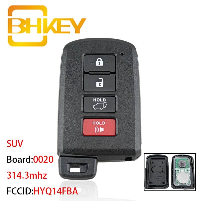 

BHKEY HYQ14FBA автомобиль дистанционного ключа для Toyota RAV4 2013 2014 2015 2016 2017 2018 автомобильный смарт ключ-брелок 314,3 МГц 0020 SUV 4 кнопки