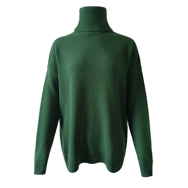 

2020 autumn and winter new European and American sweaters casual western style thick line long-sleeved turtleneck pullover women