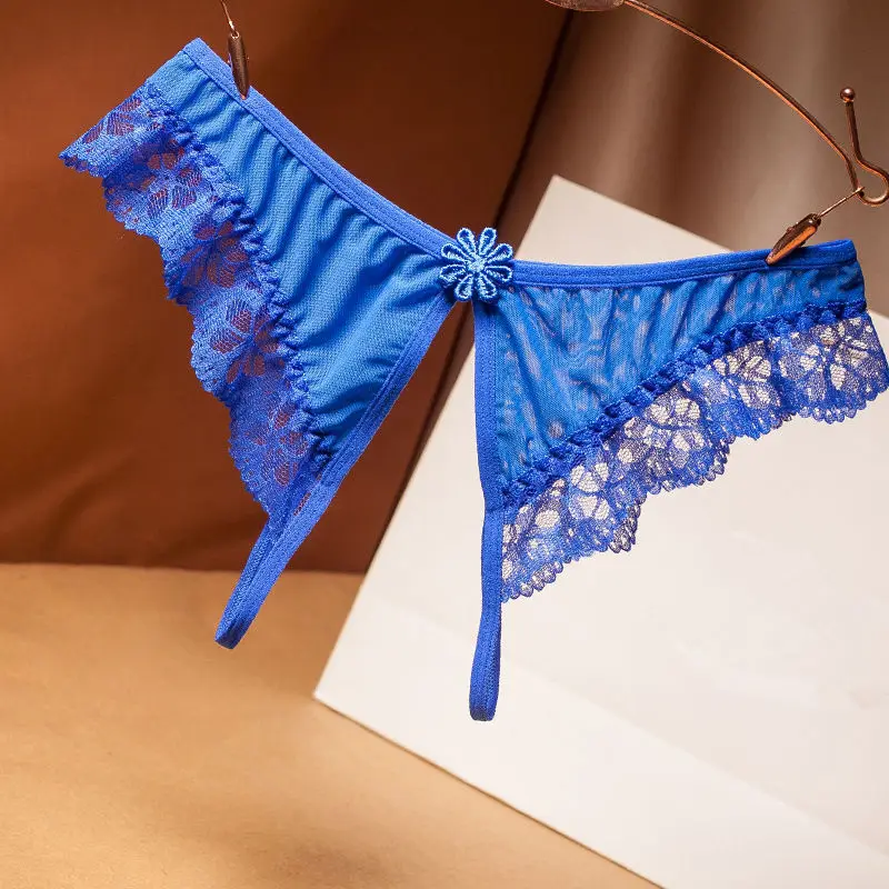 Blue Женское сексуальное нижнее белье горячая эротическая открытая промежность трусики порно кружевное Прозрачное нижнее белье без косточек сексуальная одежда эротичные трусы - Цвет: Blue