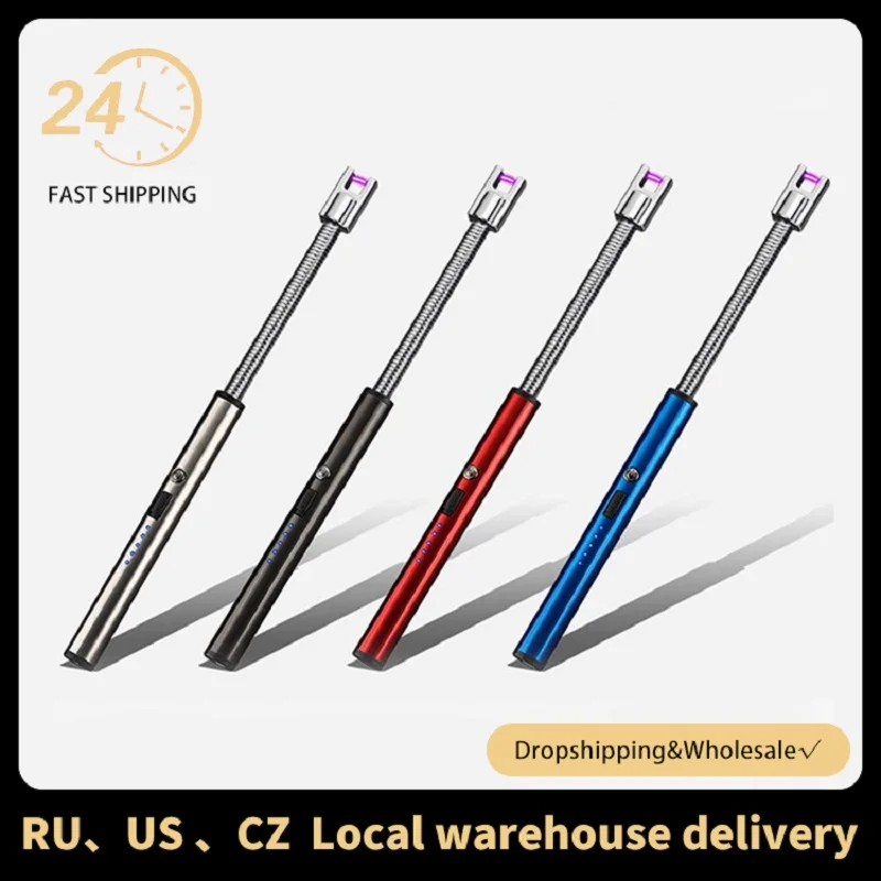 360 Rotation Long USB Electronic Lighters Rechargeable Pulse Arc Lighter Windproof Kitchen Outdoor BBQ Plasma Novelty | Дом и сад