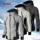 Осенне-зимняя мужская куртка, Мужская теплая толстовка на молнии, куртки-бомберы с воротником-шарфом и капюшоном, мужская приталенная толстовка, верхняя одежда