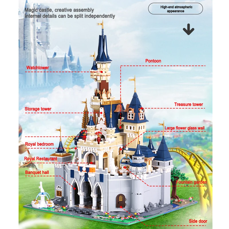 8388 шт Строительные блоки Disneys Золушка Принцесса Мечта Замок рай 71040 кирпичики