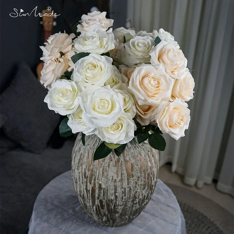 

SunMade 10 Heads Luxury Artificial Rose Flower Bouquet Wedding Decoration Fall Decorations Flores Artificales Home Decor
