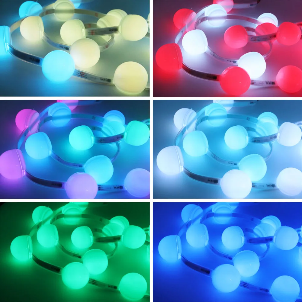 

1-5m WS2811 Addressable IC RGB Smart Pixel Ball 40mm Diameter Led Strip 10Pixels/m(Each 3Leds In One Cover) IP67WaterproofDC12V