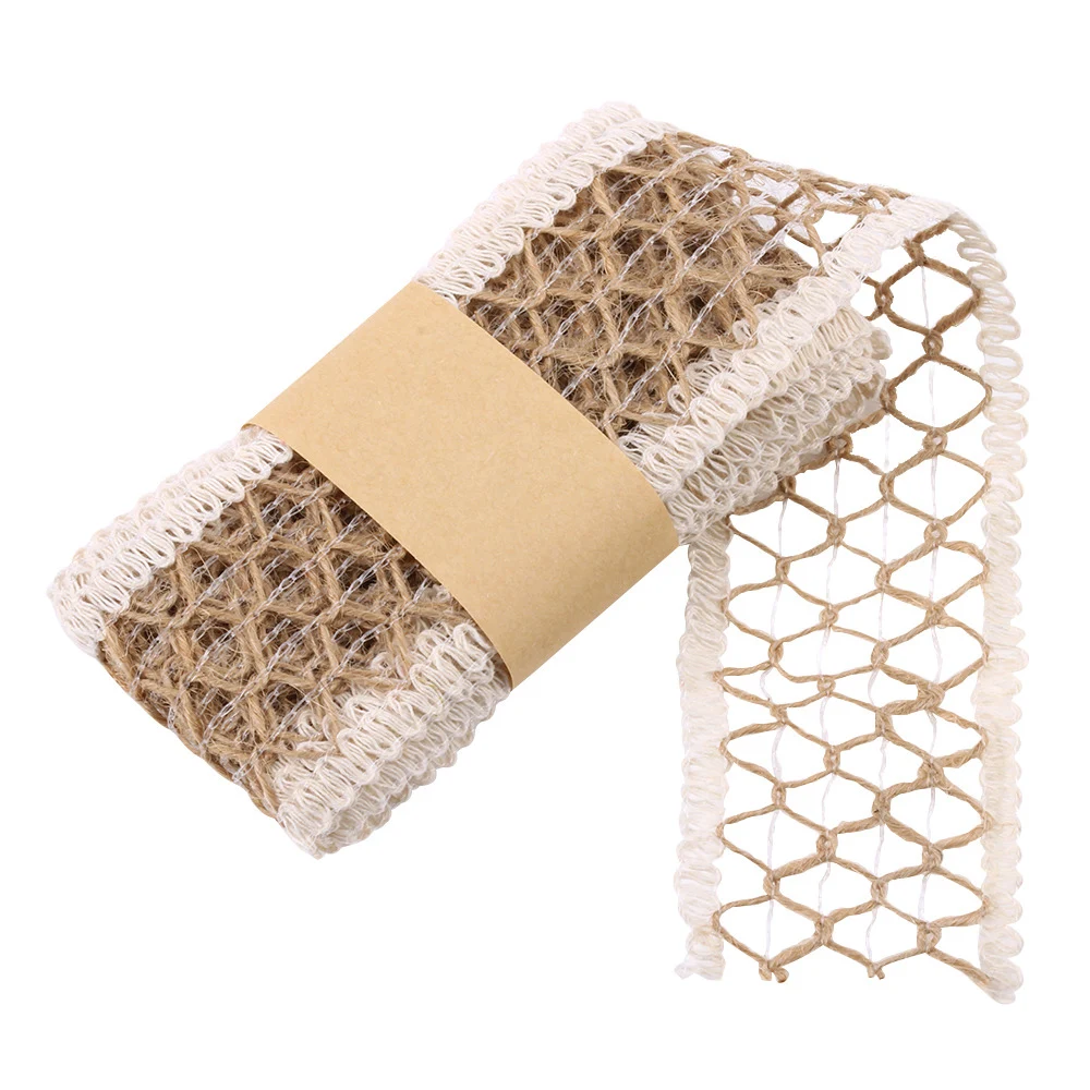 2 м натуральная джутовая лента из гессиана плетеная с цветочным узором для