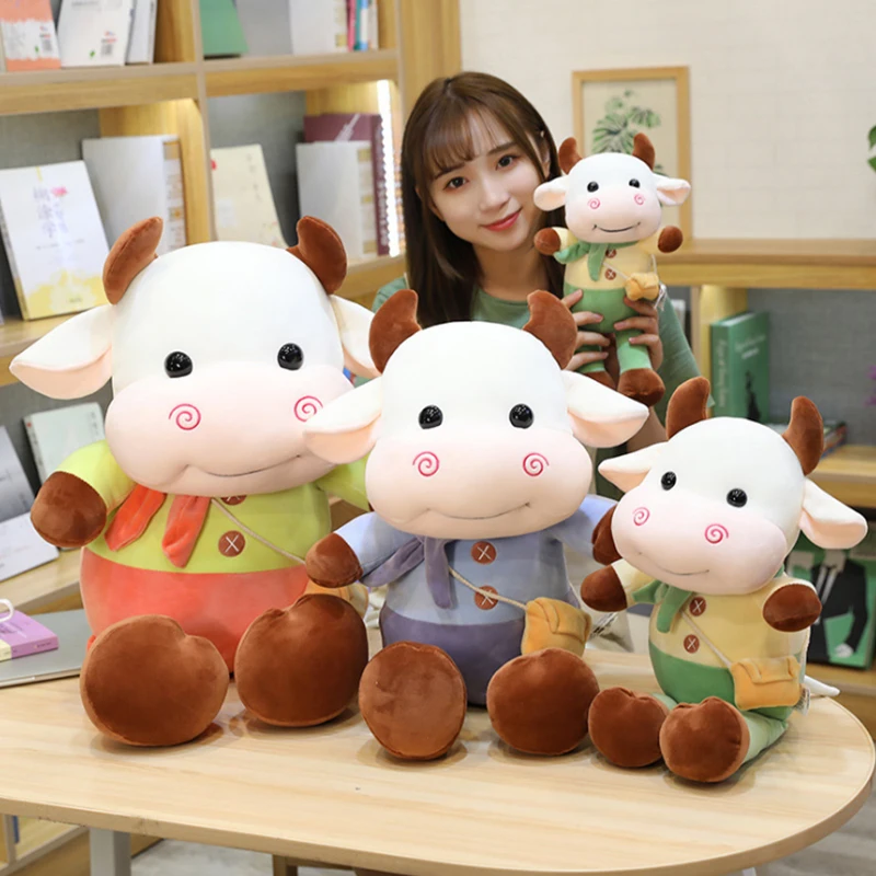 

33 CM Cute Back Bag Handsome Cow Doll Cute Soft Calf Doll Mascot Doll Plush Toy Birthday Gift