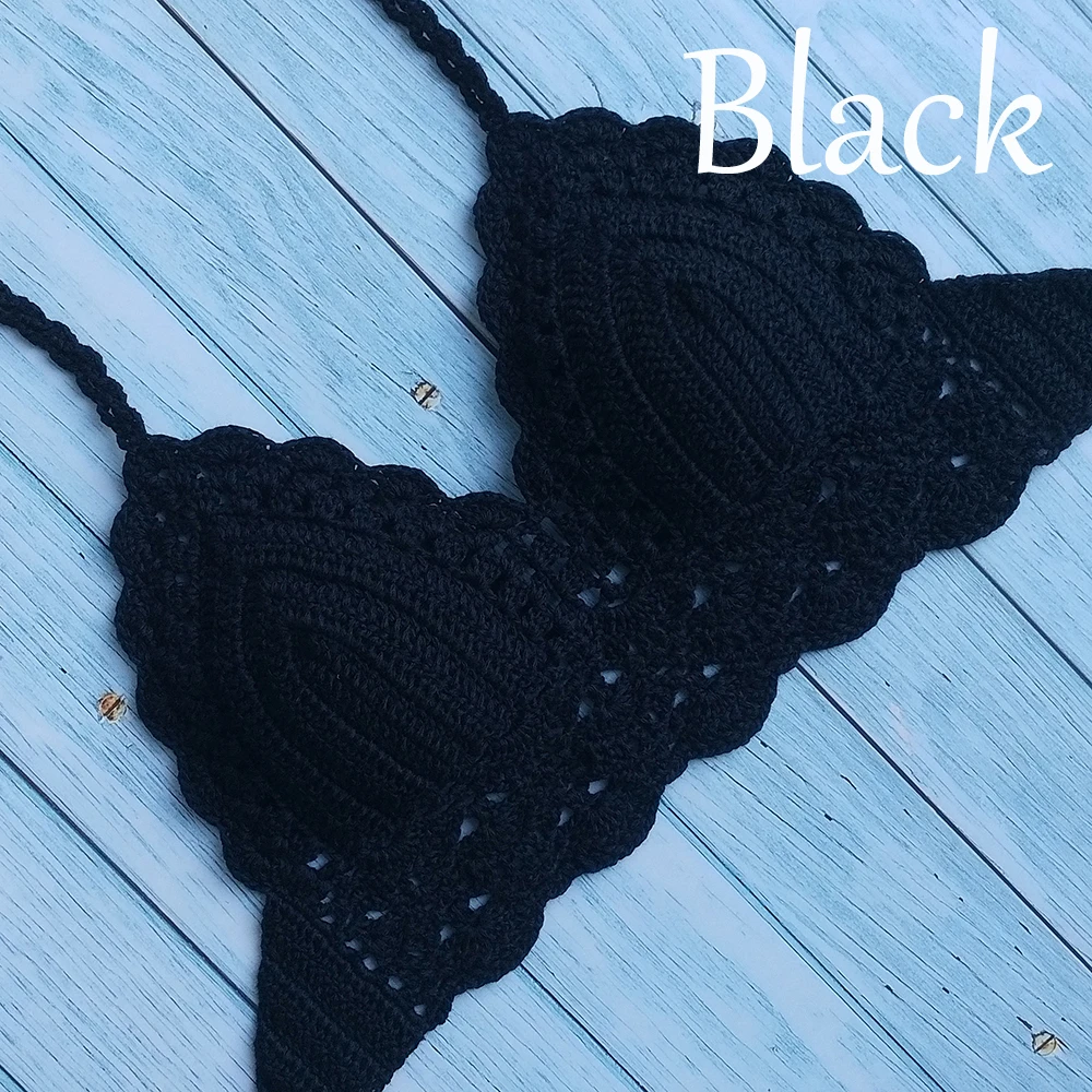 10 Colors Have Lining Womens Bikini Top Sexy Crochet Knit Separate Female Swimsuit Push Up Bra Beachwear Plus Size Bathing Suits