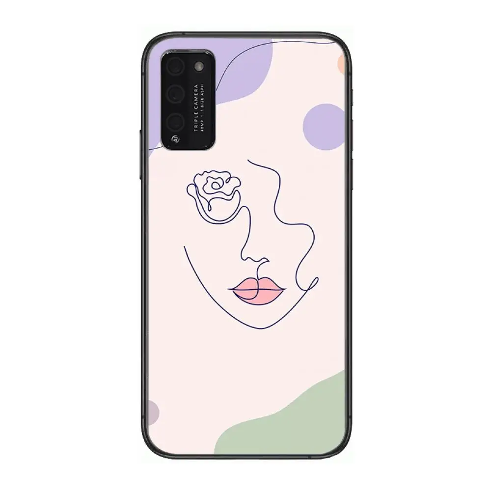 

Simple line art drawing Clear Phone Case For Huawei Honor 10 20 30 9 X Pro Lite V 5G RU Black Etui Coque Hoesjes Comic Fashion
