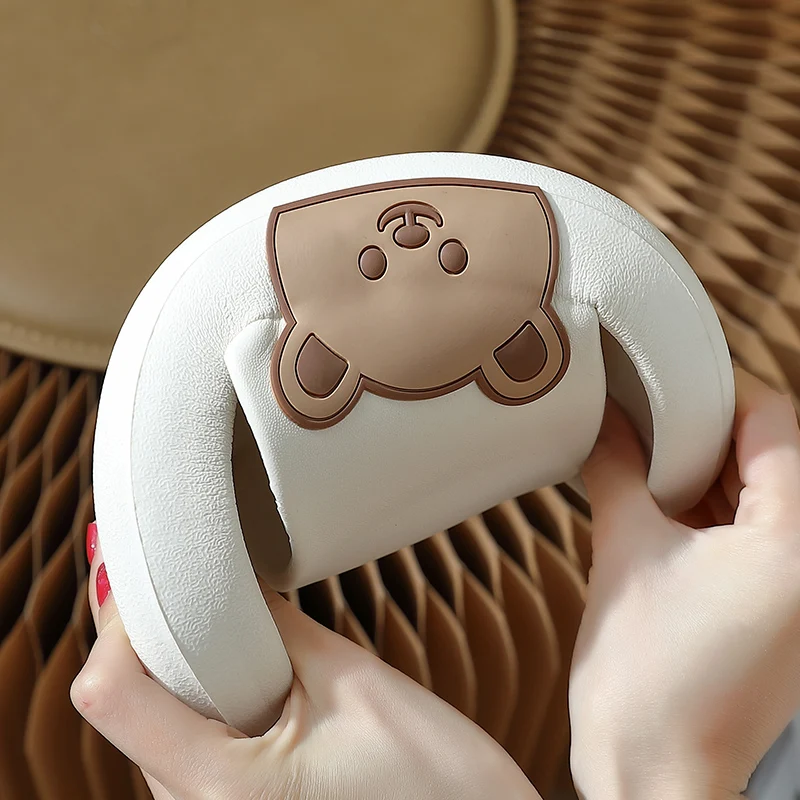 Сандалии унисекс для дома и пляжа шлепанцы с мультяшным медведем толстая подошва