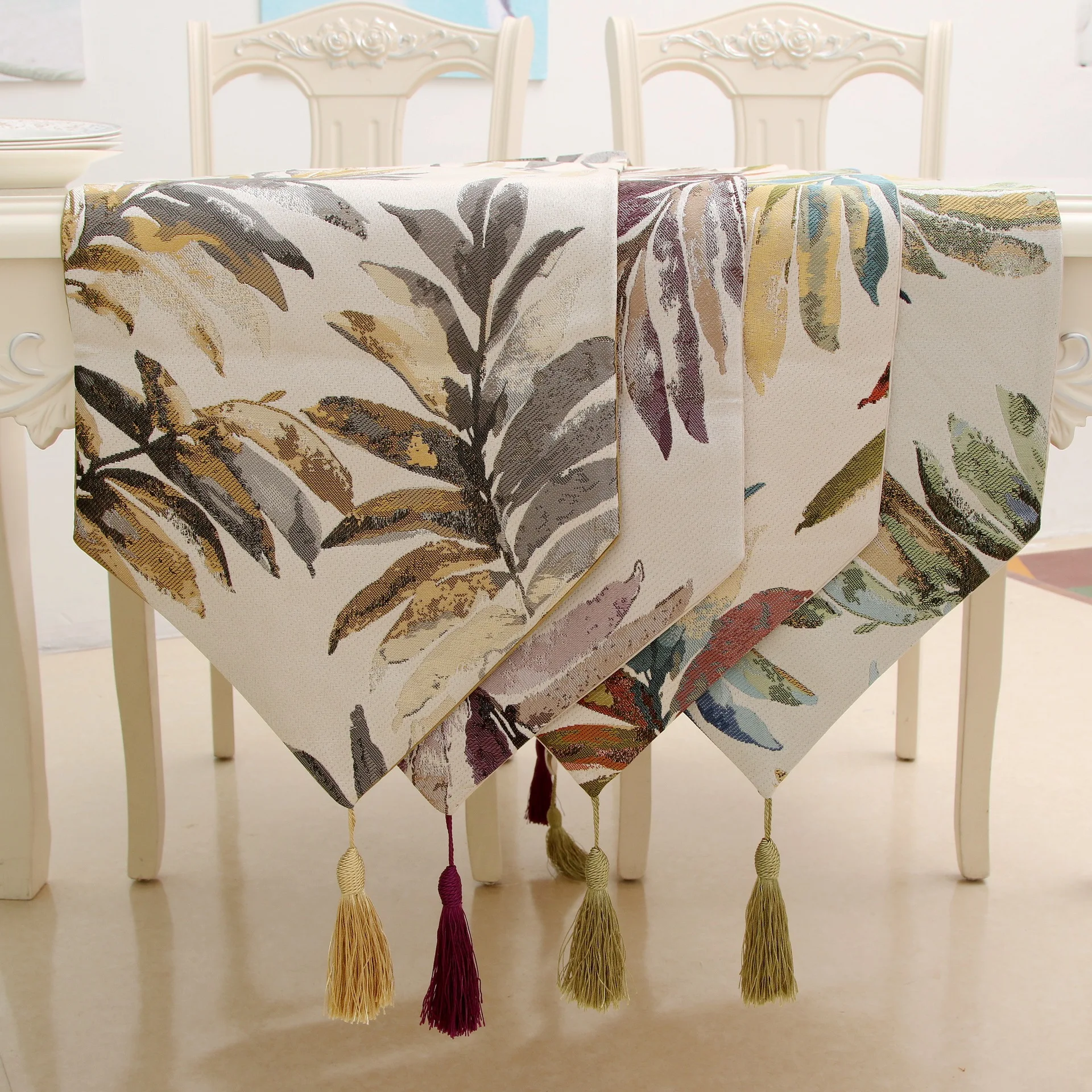

Inyahome Elegant Leaf Table Runners For Home Dining Table Decorative Coffee Polyester Jacquard Tea Table Runner Home Decor