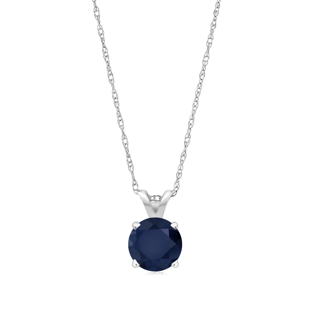GemStoneKing 14K желтое золото ювелирные изделия 1 00 Ct Круглый Натуральный Синий сапфир