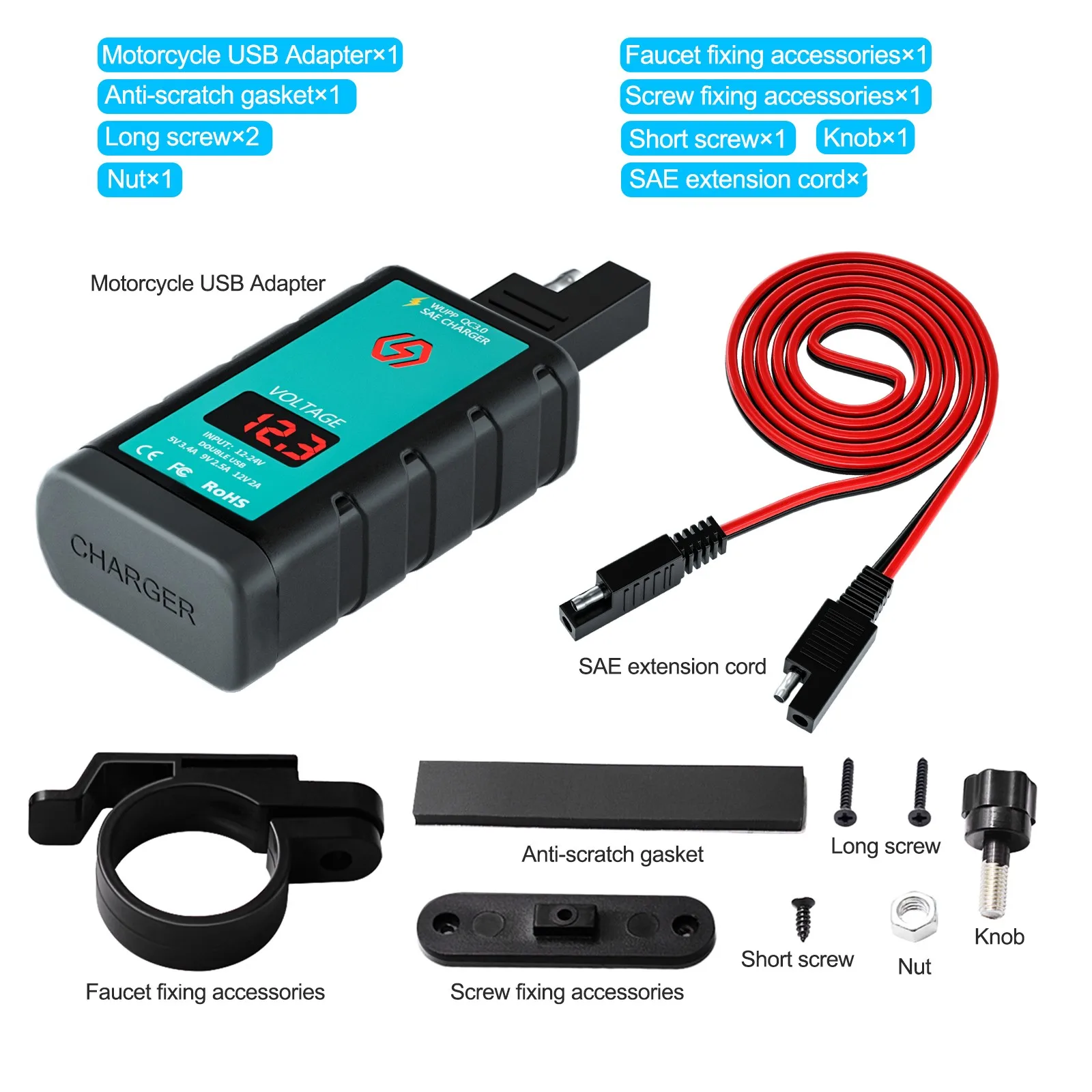 

Accessories Replacement Motorcycle Fast Charger Fast Charger DC12V-24V