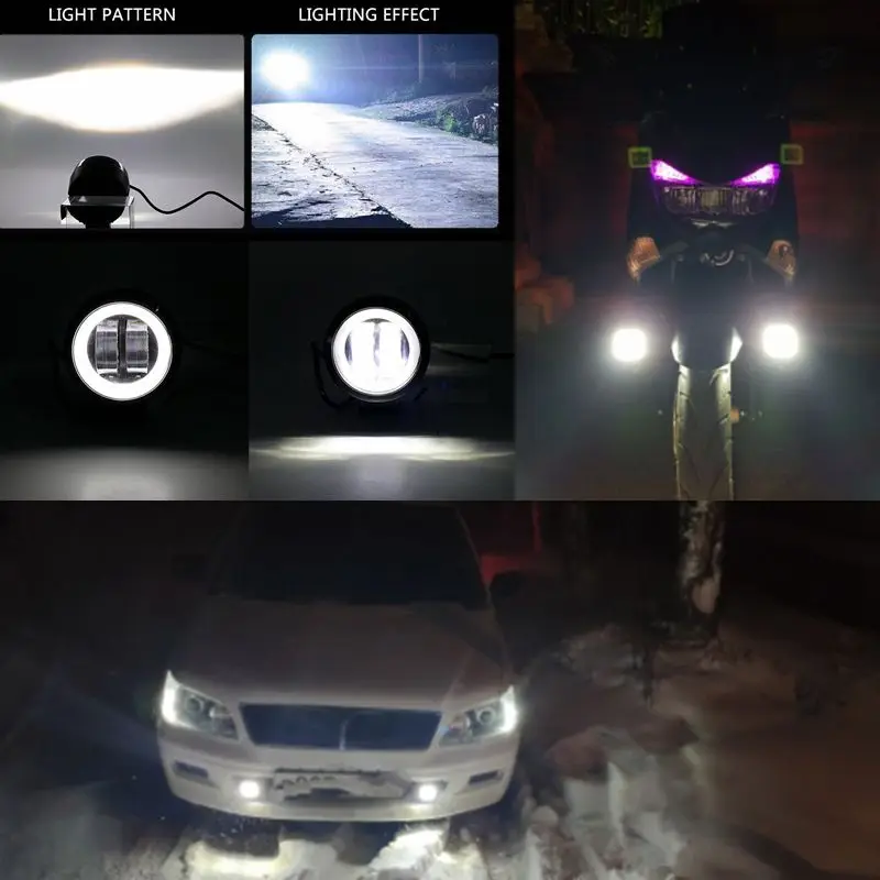 2 Pcs 3 Inch 20W Waterproof Round LED Angel Eyes Light Bar 12V 24V 6500K white blueFor Motorcycle Offroad led Work | Автомобили и