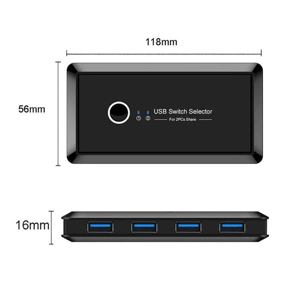 

USB 3.0 2.0 KVM Switch 2 Port PCs Sharing 4 Devices 2x4 USB Switcher Selector for Keyboard Mouse Printer Monitor Kvm Switch Hub